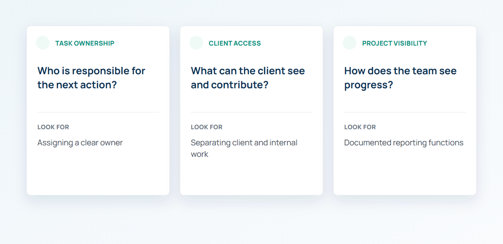 Three useful buying criteria for an agency project-management tool: ownership, client access and visibility