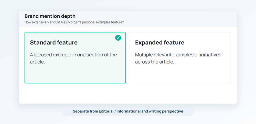 Order Setup choices for Standard and Expanded thought-leadership coverage