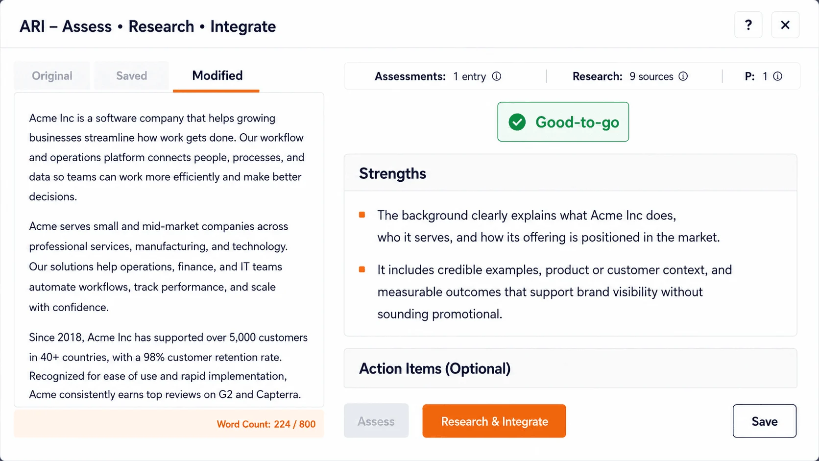ARI assessment in Rank Engine Order Setup